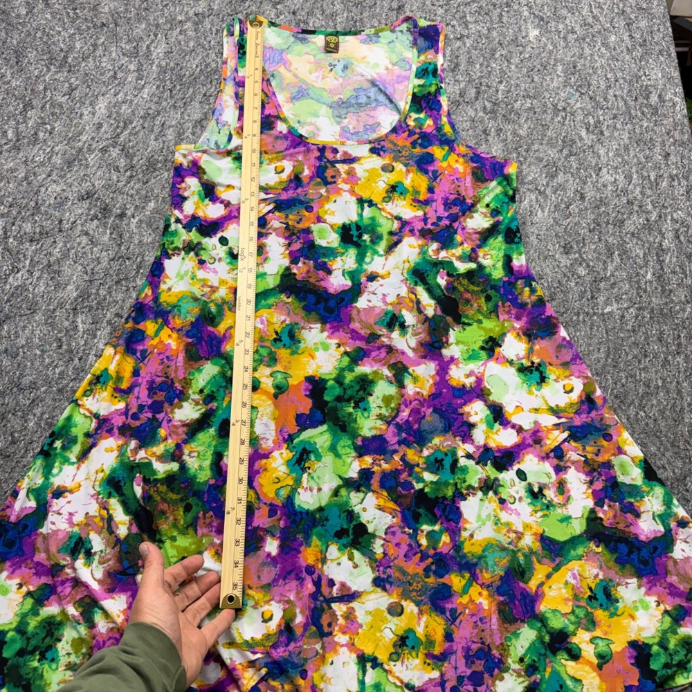 24/7 Comfort Apparel Womens 3X Abstract Floral Watercolor A-Line Tank Dress - Picture 2 of 6
